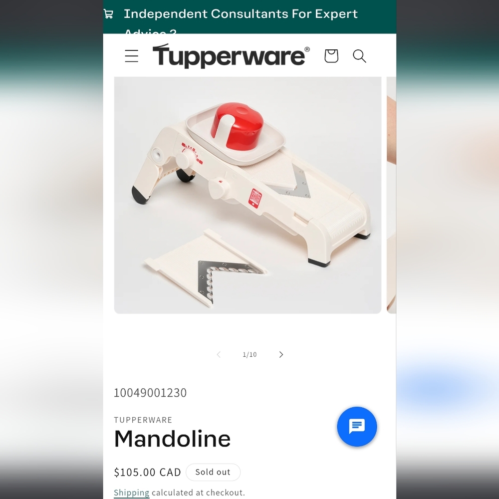 Tupperware Mandoline with Red and White Accents